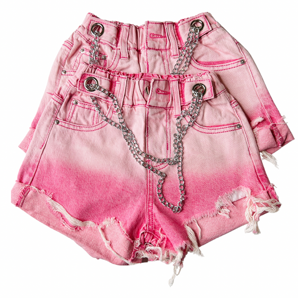 Girls’ Pink Two-toned Denim Shorts