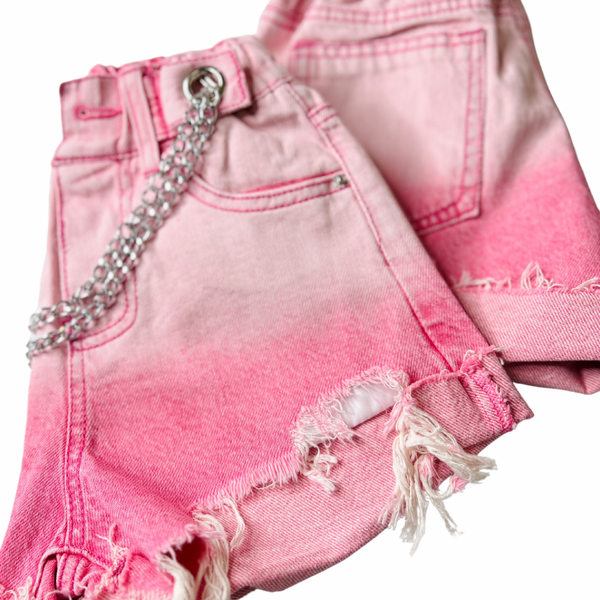 Girls’ Pink Two-toned Denim Shorts